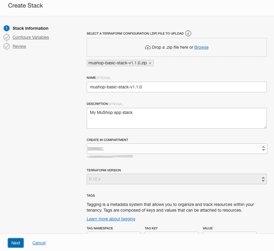 MuShop Stack Info