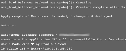 MuShop Terraform Output